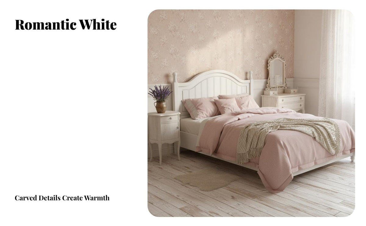 Sturdy Construction Nordic Design Double Bed High Weight Capacity White Solid Wood Bed No Box Coil Needed Rounded Corner Design for Newlyweds, Couples, Homeowners, Home, Guest Room, Apartment