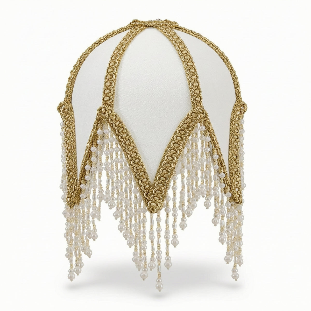 Lampshade Cover with Bead Fringe Linen-Textured for Photo Styling, Tea Rooms