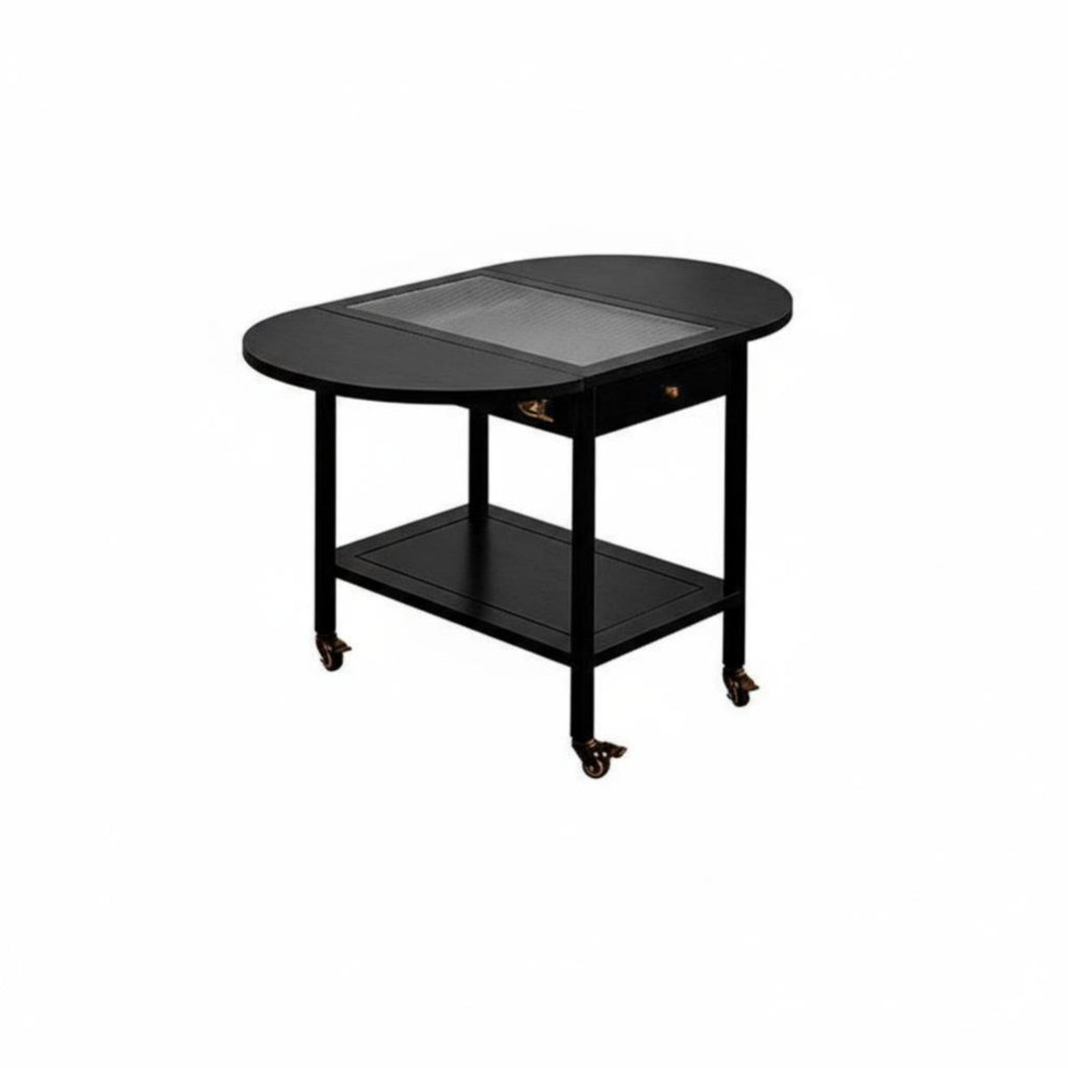With casters Rolling Side Table Multi-Functional Foldable Wooden Trolley Space-Saving Indoor Furniture Vintage design for Apartment Dwellers, Entertainers, Living Room, Small Spaces, Bedroom, Kitchen
