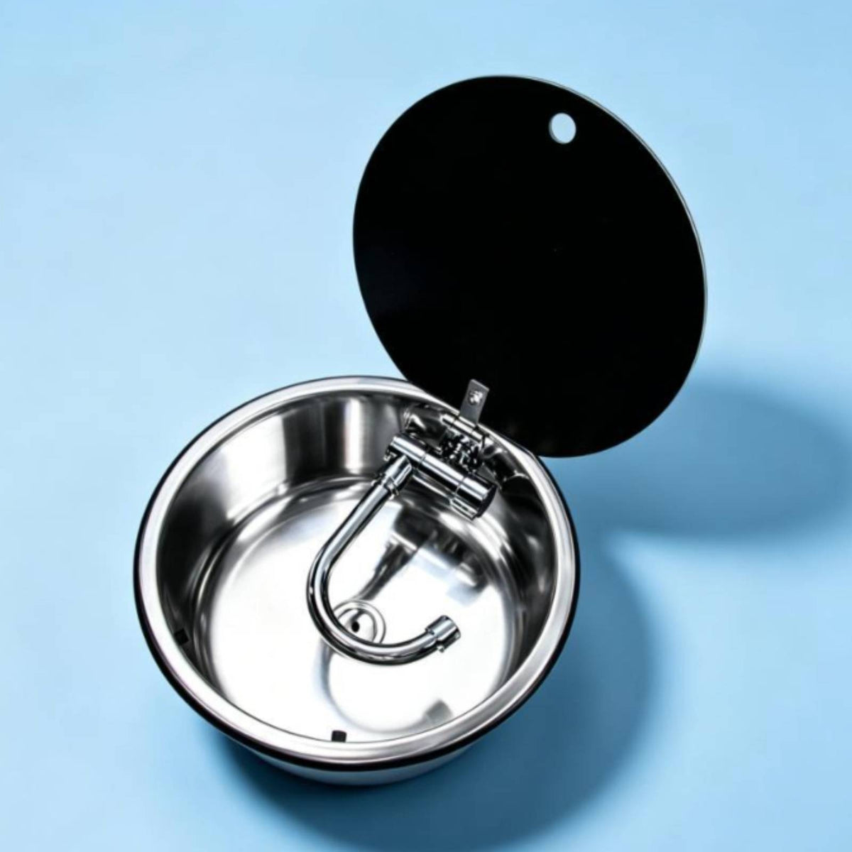 Round Stainless Steel Sink Faucet Wash Basin Rust Resistant Plumbing Fixture