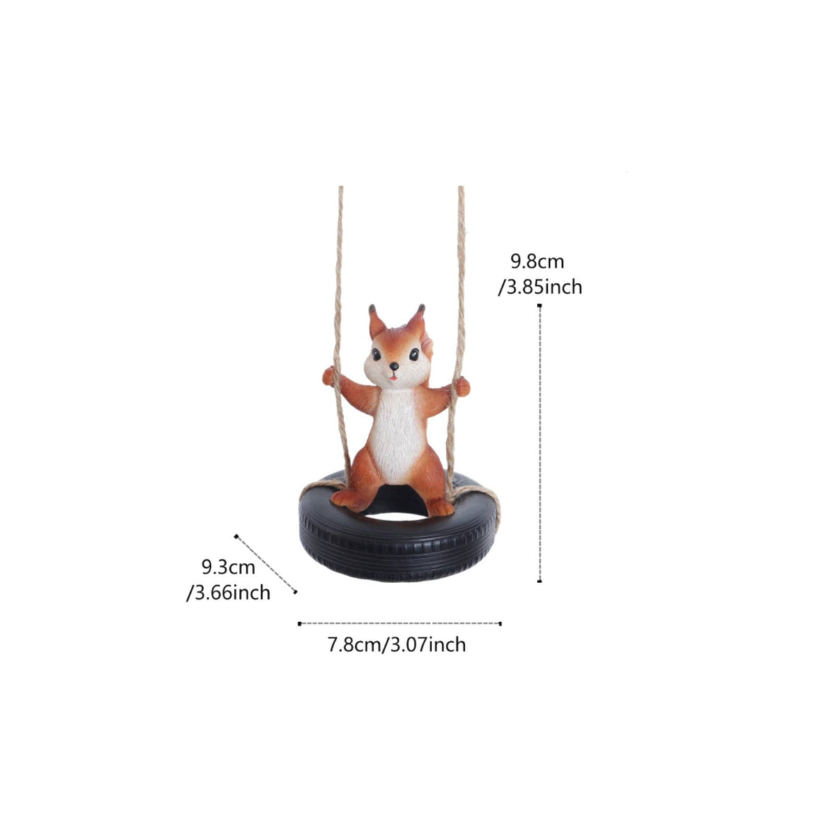 Squirrel Tire Swing Ornament Weather-Resistant Hanging Squirrel Statue Cute Design Garden Decor for Gardeners, Patio