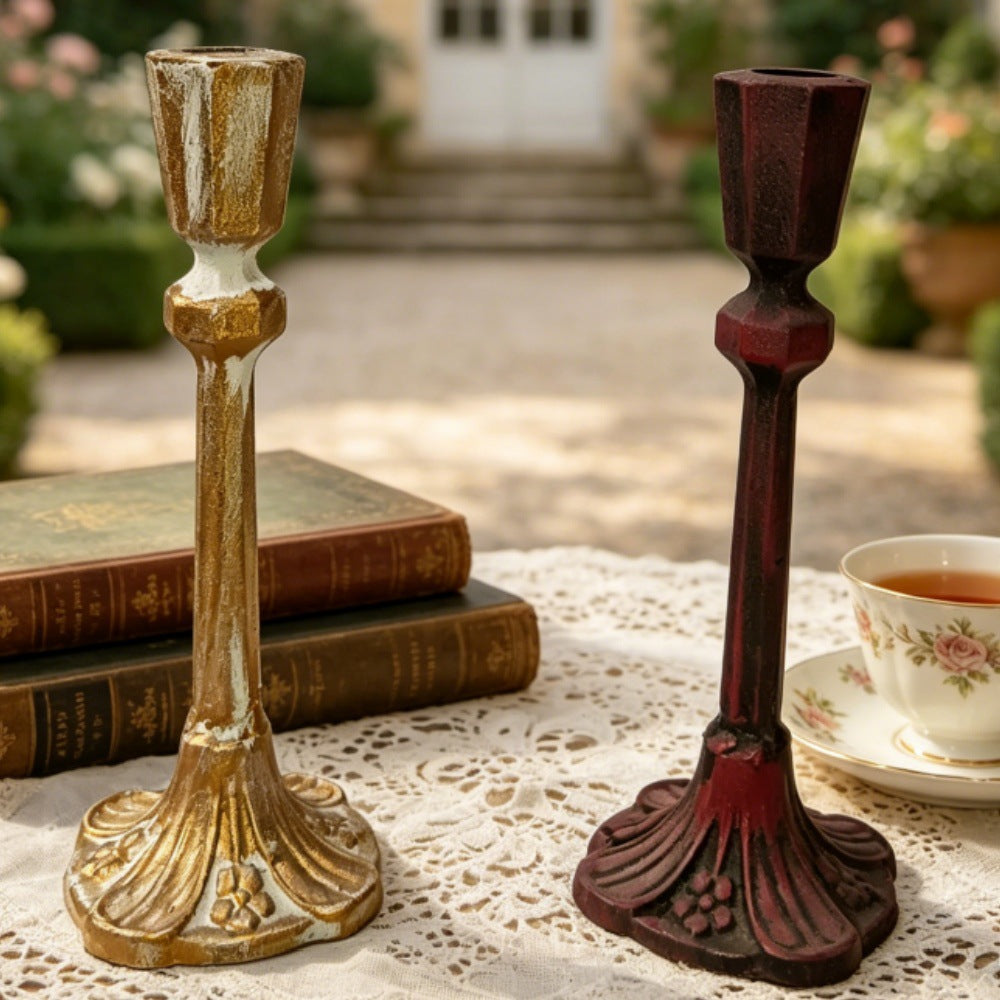 Vintage Cast Iron Candle Holder for Dining and Decoration