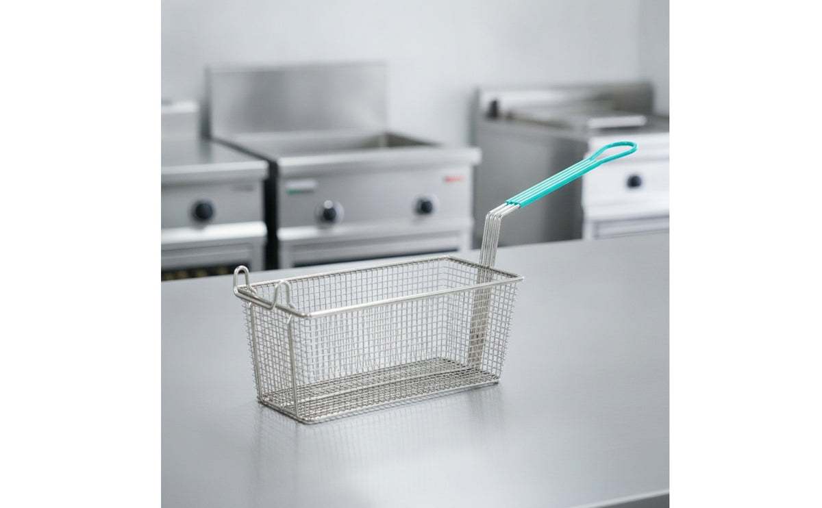 Commercial-Grade Fry Basket with Handle Stainless Steel Mesh Fry Basket Long-Lasting Wire Mesh Strainer Corrosion-Resistant for Restaurant Owners