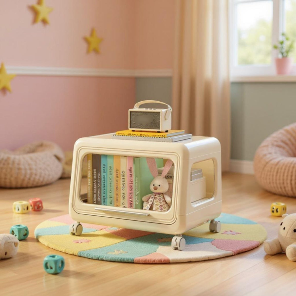 Multi-Drawer Rolling Toy Chest Colorful Design Organizer modular unitary With casters
