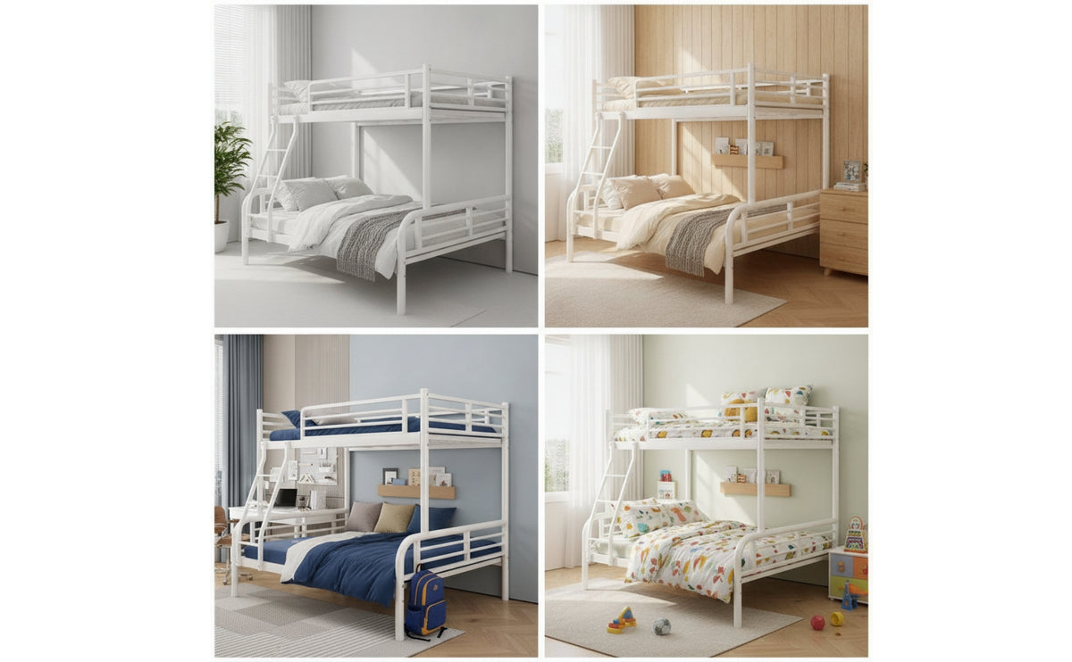 Space Saving Metal Bunk Bed Powder-Coated Bunk Bed with Ladder Sturdy Furniture Long-Lasting for Teens, Toddlers, Bedroom