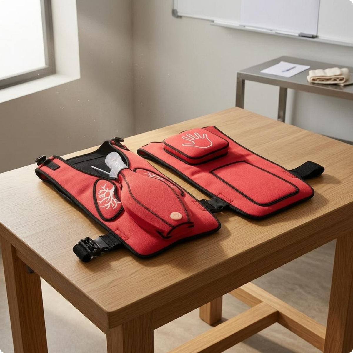 Heimlich Training Vest Chest Graphics Airway Obstruction Assistance Training Vest Black Trim Heimlich Maneuver for Adults