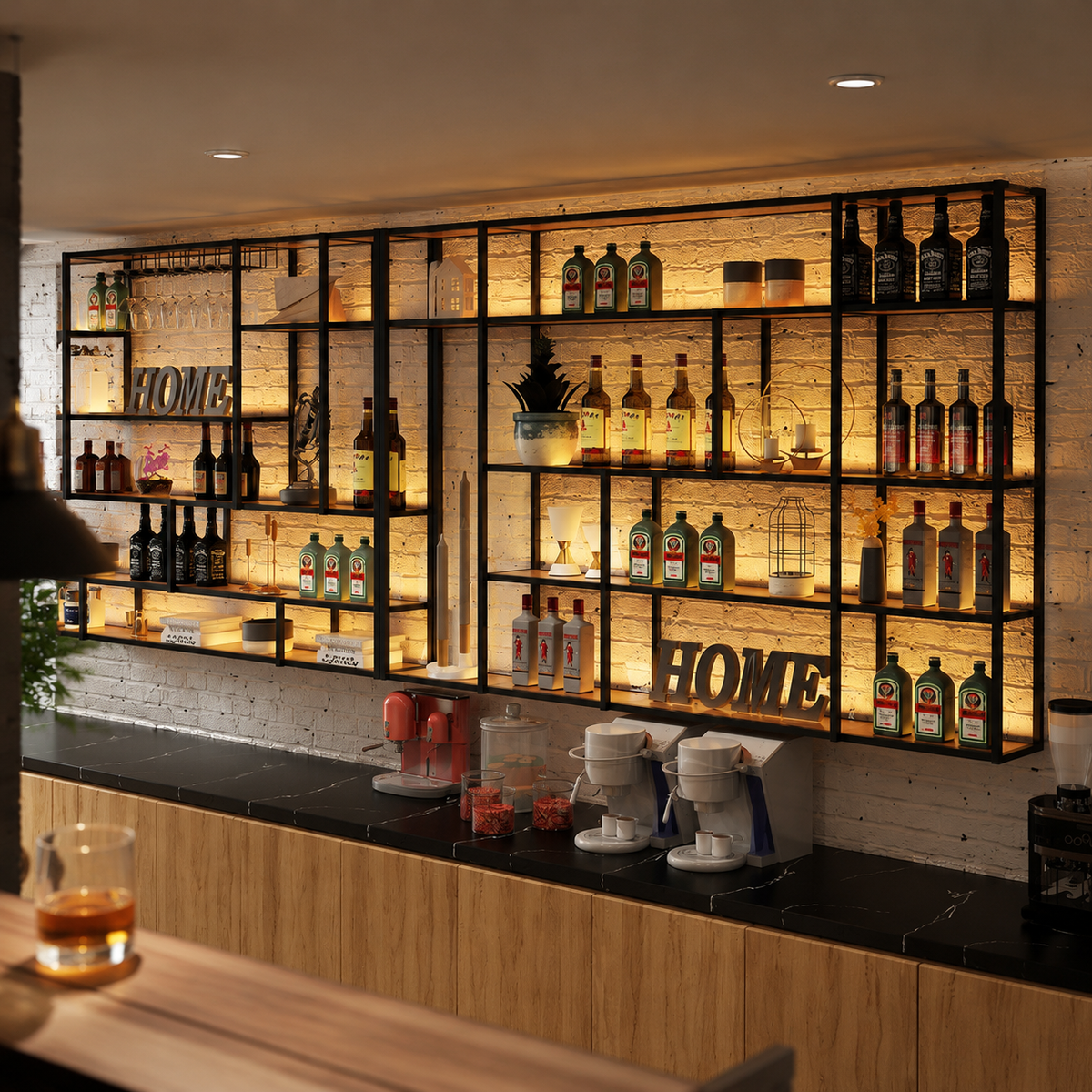 wall-mounted bar shelf