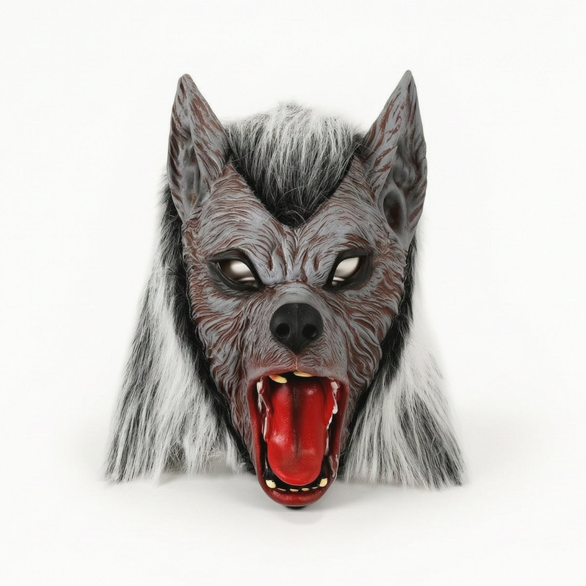 Wolf Mask with Faux Hair Full-Head Wolf Mask Realistic for Costume Parties