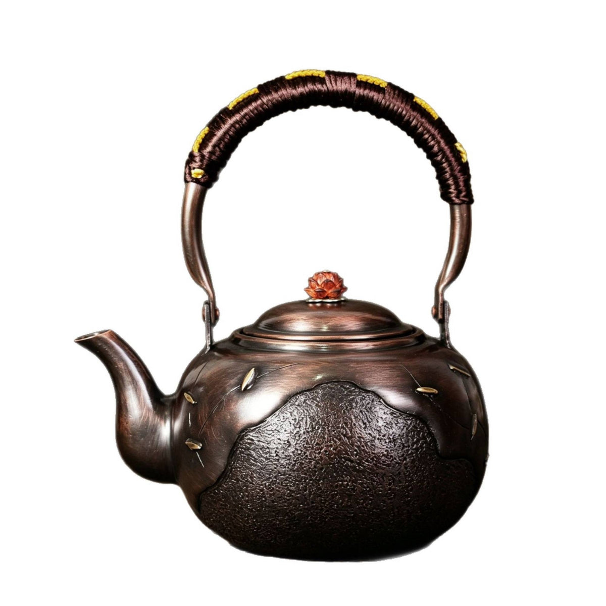 Copper Kettle Handmade Kettle with Wrapped Handle Dark Bronze for Tea Lovers, Collectors, Kitchen