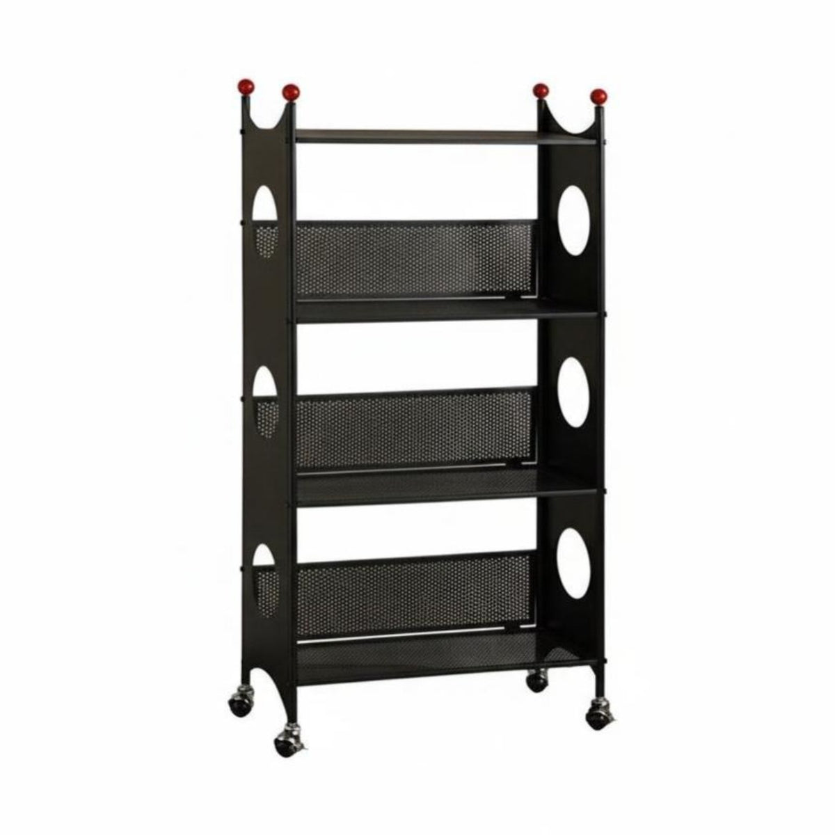 Multi-Level Rolling Cart Space Saving 4-Tier Mobile storage cart adaptable Use Ventilated Shelves for Students, Homeowners