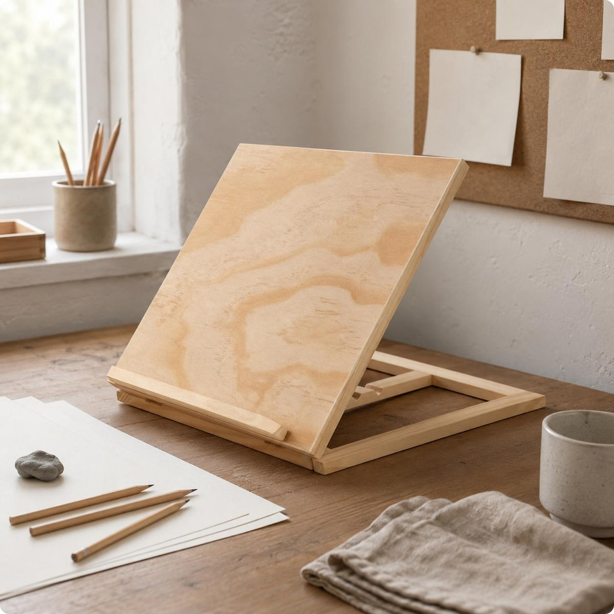 Foldable Wooden Easel Desktop Adjustable Drawing Board Angled for Sketching