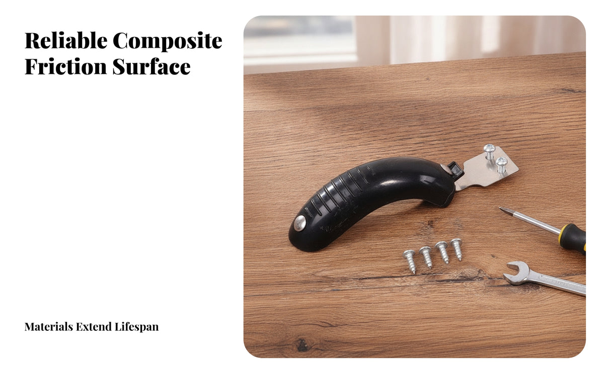 Wear-Resistant Rear Wheel Brake | Curved Grip Surface, Easy Installation Brake with Mounting Plate