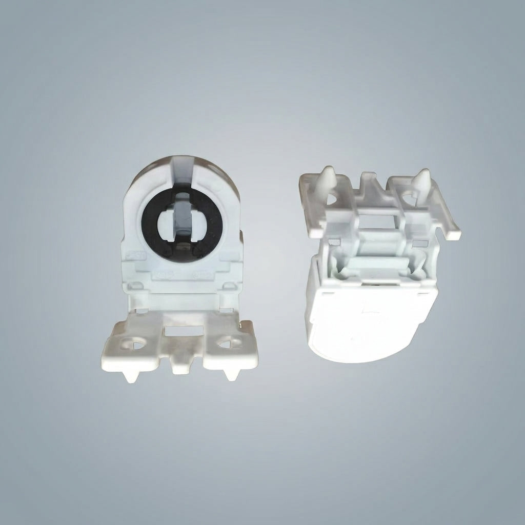Home Office T8 Tube Light Holder for Fluorescent Light, Flame Retardant PC and Phosphor Bronze Electrical Connector, Snap Installation, 1 Pack