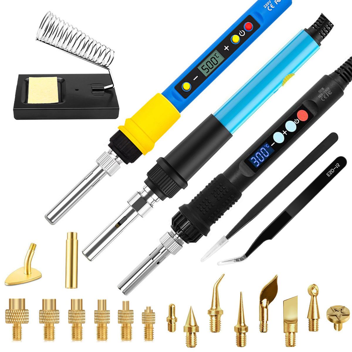 21-in-1 3D Printer Smoothing Tool Kit with 80W/90W LCD Digital Adjustable Temperature Soldering Iron Set