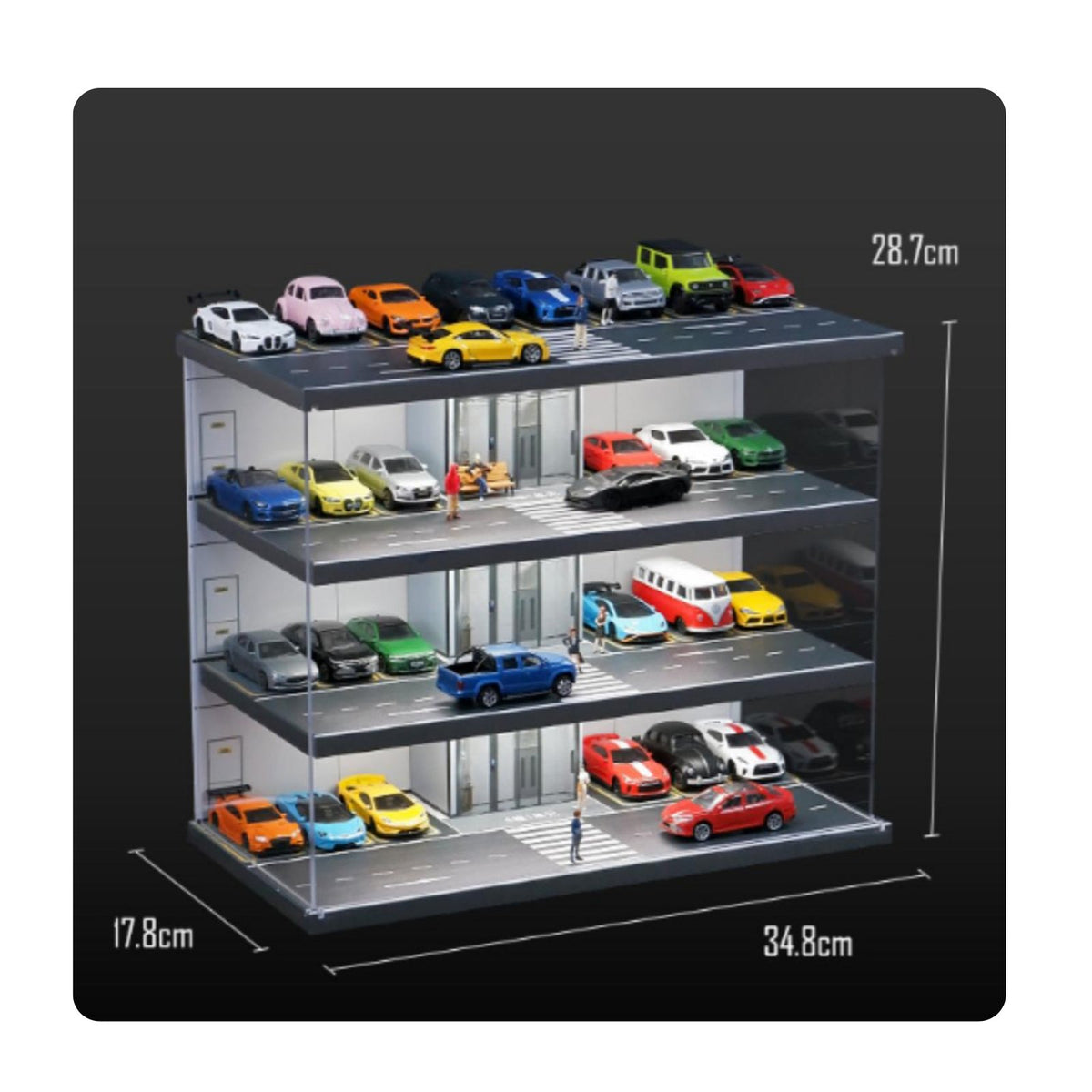 1:64 Parking Garage Display Dust Protection Mini Parking Lot Model for Desk
