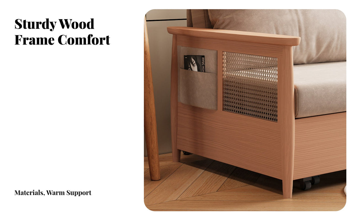 Multi-Functional Pull-extendable Sleeper Sofa with Storage Space-Saving Pull-extendable Sleeper with Storage sturdy Wood Frame transformable Couch Easy Conversion for Apartment Dwellers, Homeowners, Families, Small Spaces, Living Room, Office