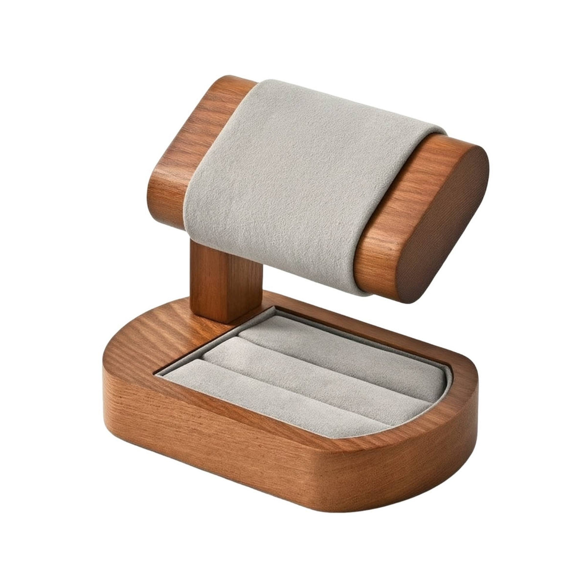 Watch Stand with Lumber-Grain baseGrain Watch Display Stand Padded Wristwatch Display Holder for Retailers, Showcase, Countertop, Dresser