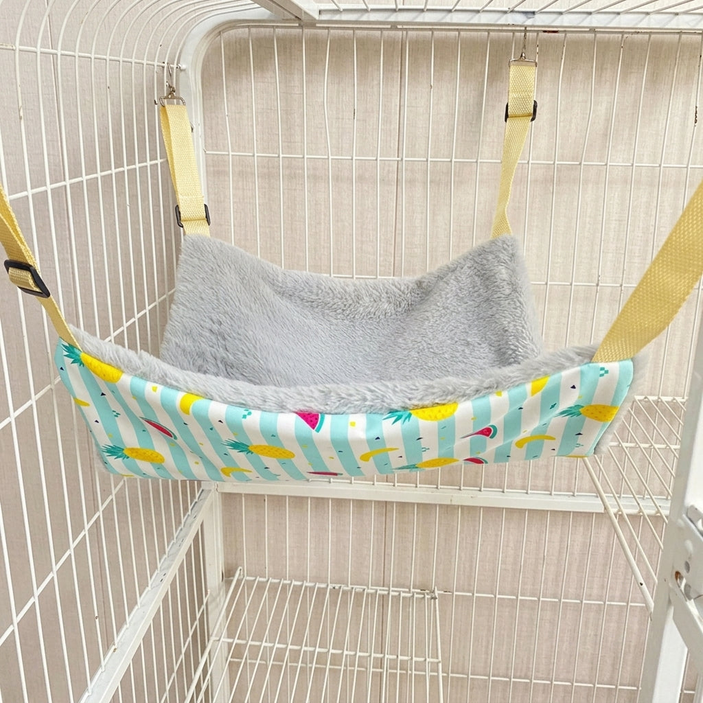 Cat Hammock and Swing for Pet Cage, Double Layer Hanging Cat Bed with Metal Hooks, Breathable Kitten Hammock and Indoor Resting Place for Cage