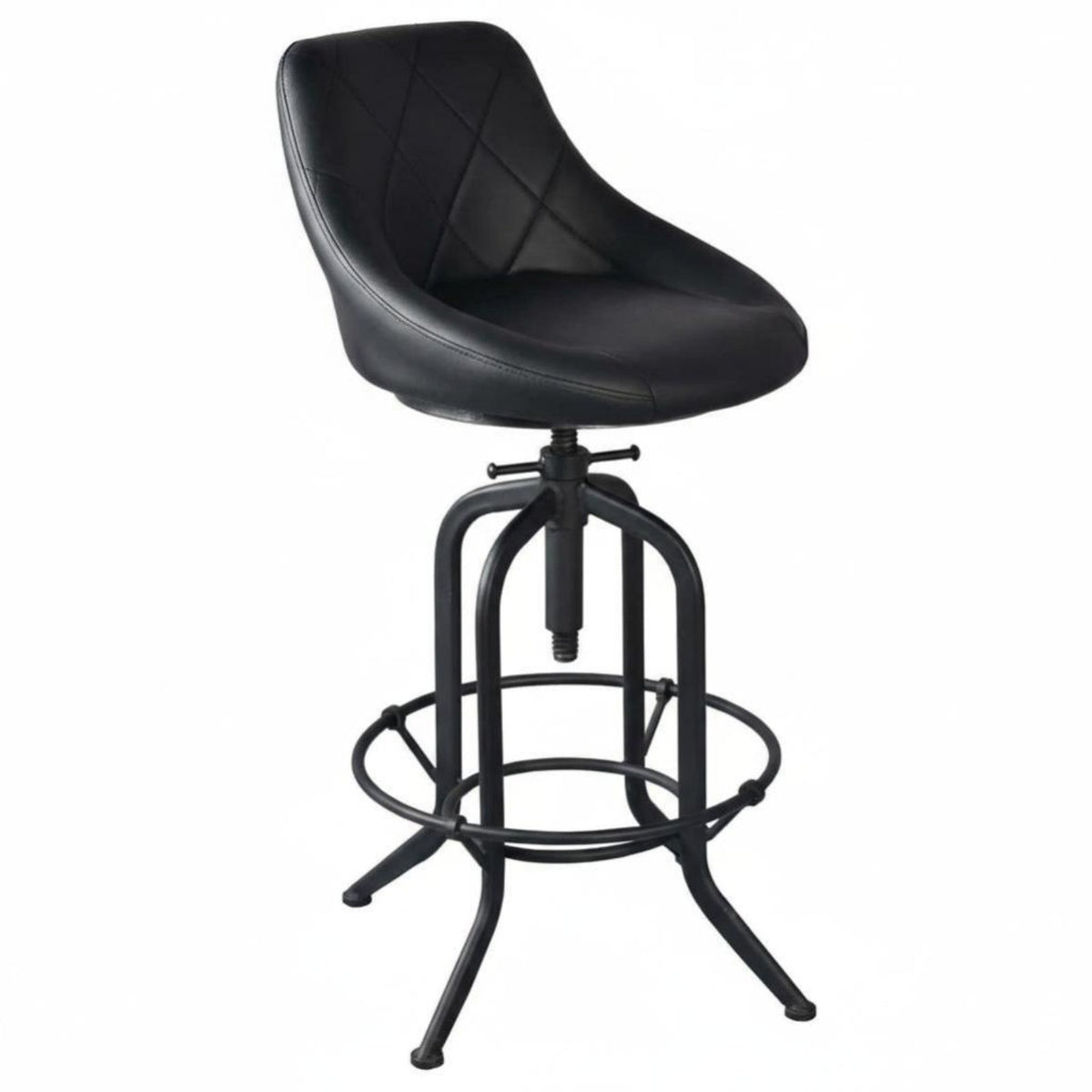 Adjustable Height Manufacturing threaded-height-adjustment Stool Vintage Design High Chair With Footrest Seating Furniture Padded Seat for Bar Owners, Homeowners, Adults, Cafe, Restaurant, Kitchen Island, Shop