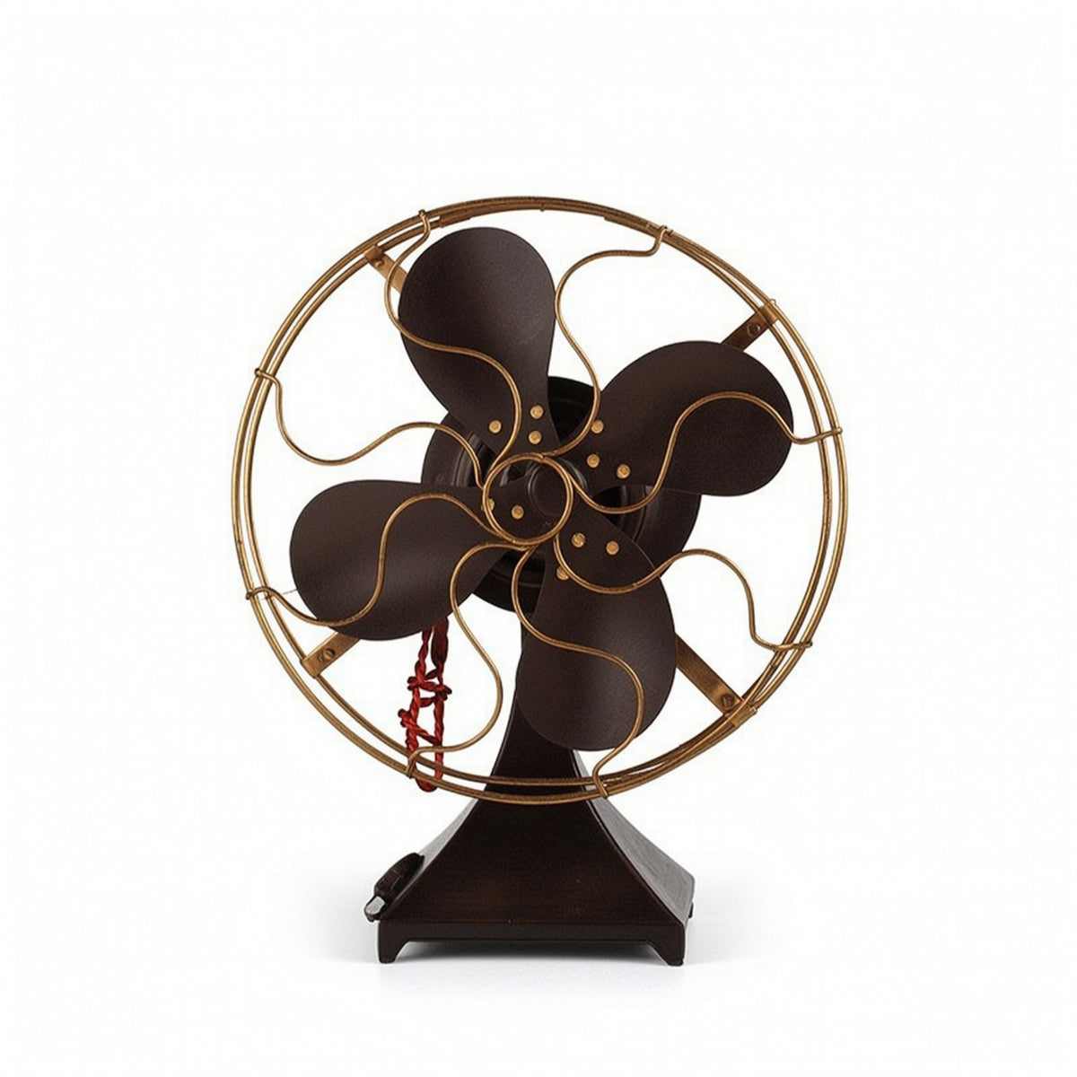 Vintage Fan Model with Pedestal Base Antique Decorative Fan Model Small Tabletop Decor for Cafes, Studios