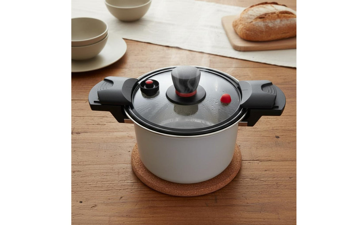 Micro Steam Cooker Induction & Gas Compatible Stainless Steel Soup Pot Protected-Pressure-Resistant Low Pressure Stockpot for Beginners, Families