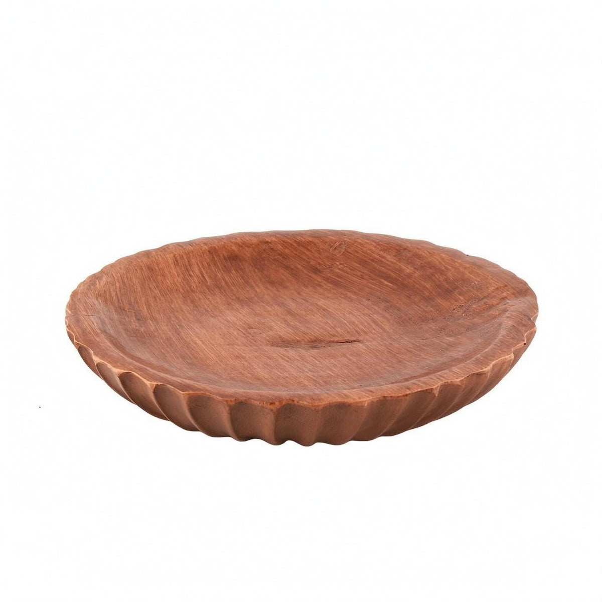 Tabletop Fruit Tray Carved Wooden Fruit Tray Round Wooden Serving Bowl