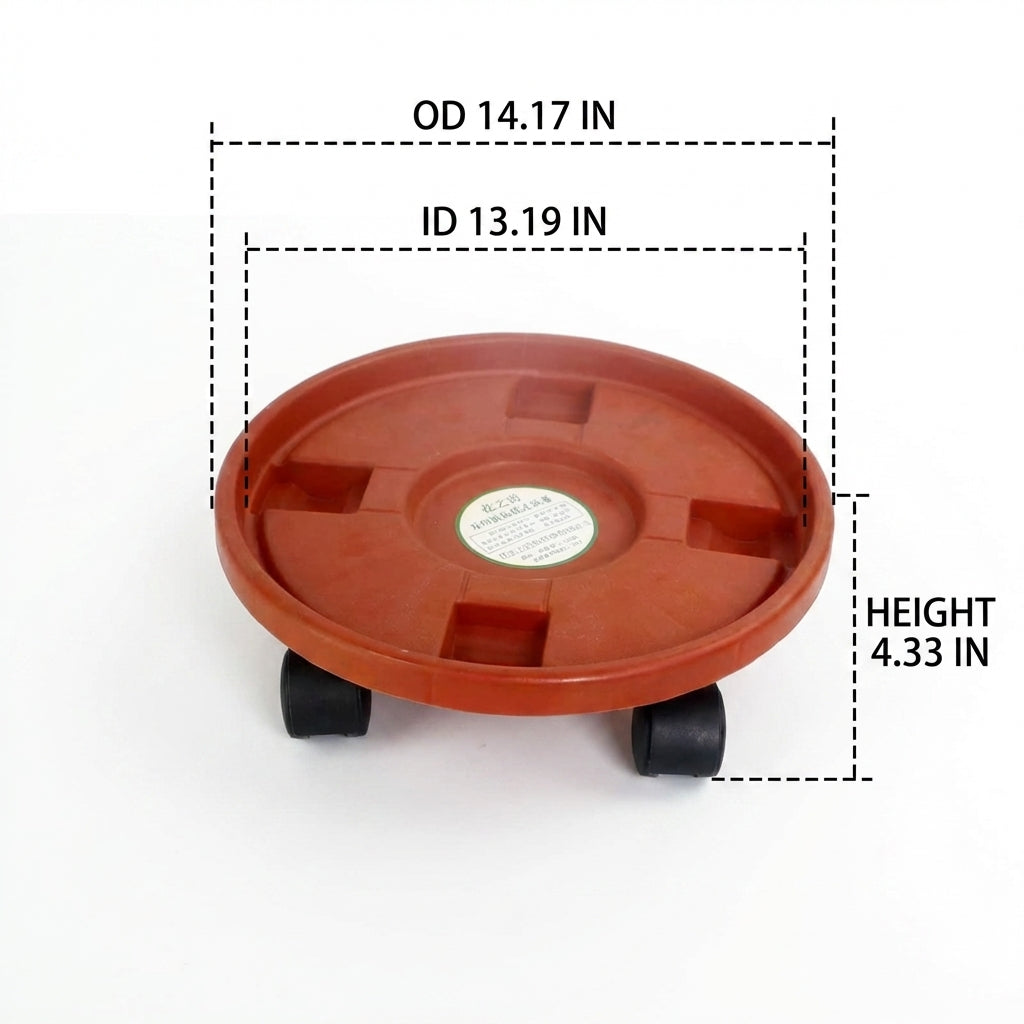 Plant Trolley with Round Tray and Drainage, Heavy Duty Pot Stand, Simple Indoor Outdoor Floor Standing Large Plant Mover Base