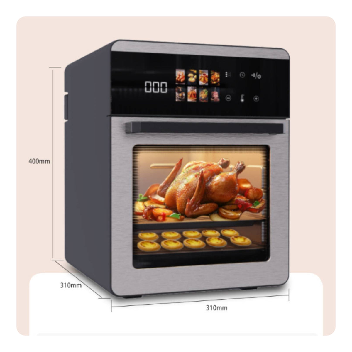 Air Fryer Oven Stainless Steel Oven with Air Fryer Appliance Digital Multifunctional for Families, Small Kitchens, Apartments