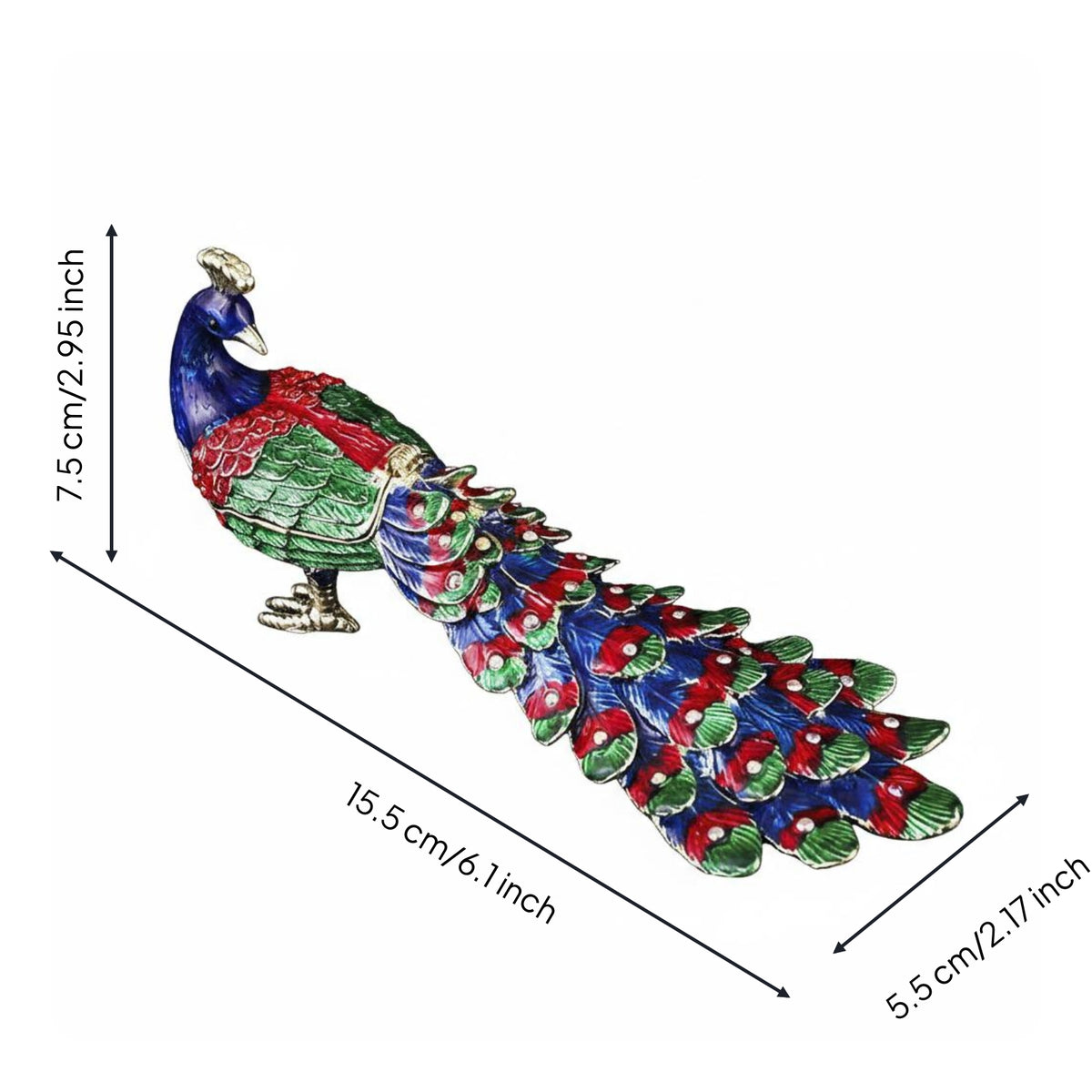 2 Pieces Peacock Decorative Figurine Rhinestone Peacock Figurine Ethnic Design