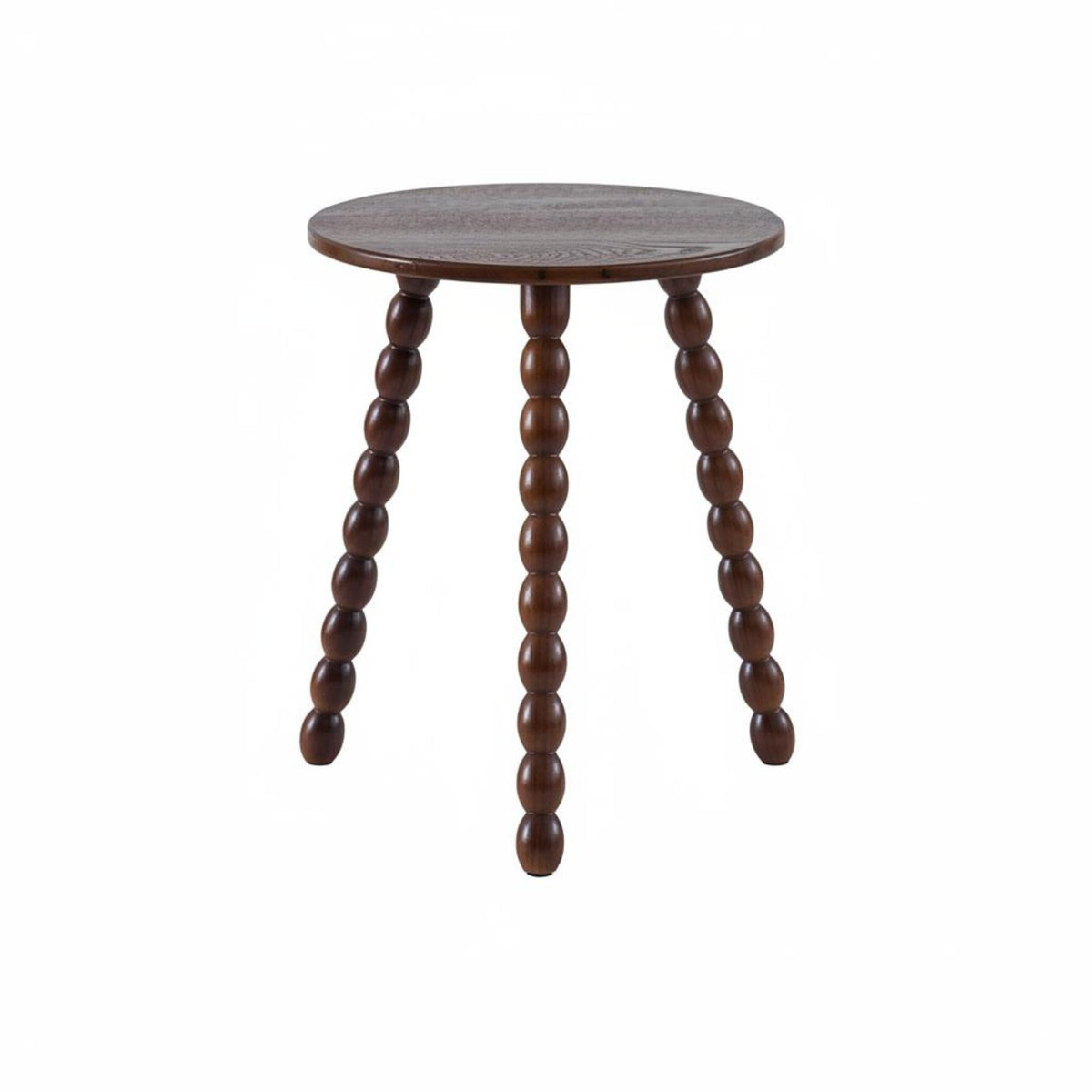 Round Bobbin Leg Table Solid Wood Bobbin Leg Accent Table Space Saving Vintage Design Nightstand for Living Room, Bedroom