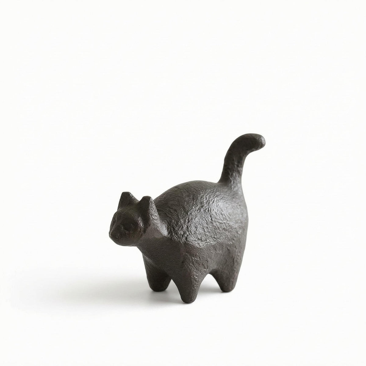 Cast-Iron Cat Paperweight Textured Decor Gift Idea for Desktop, Office