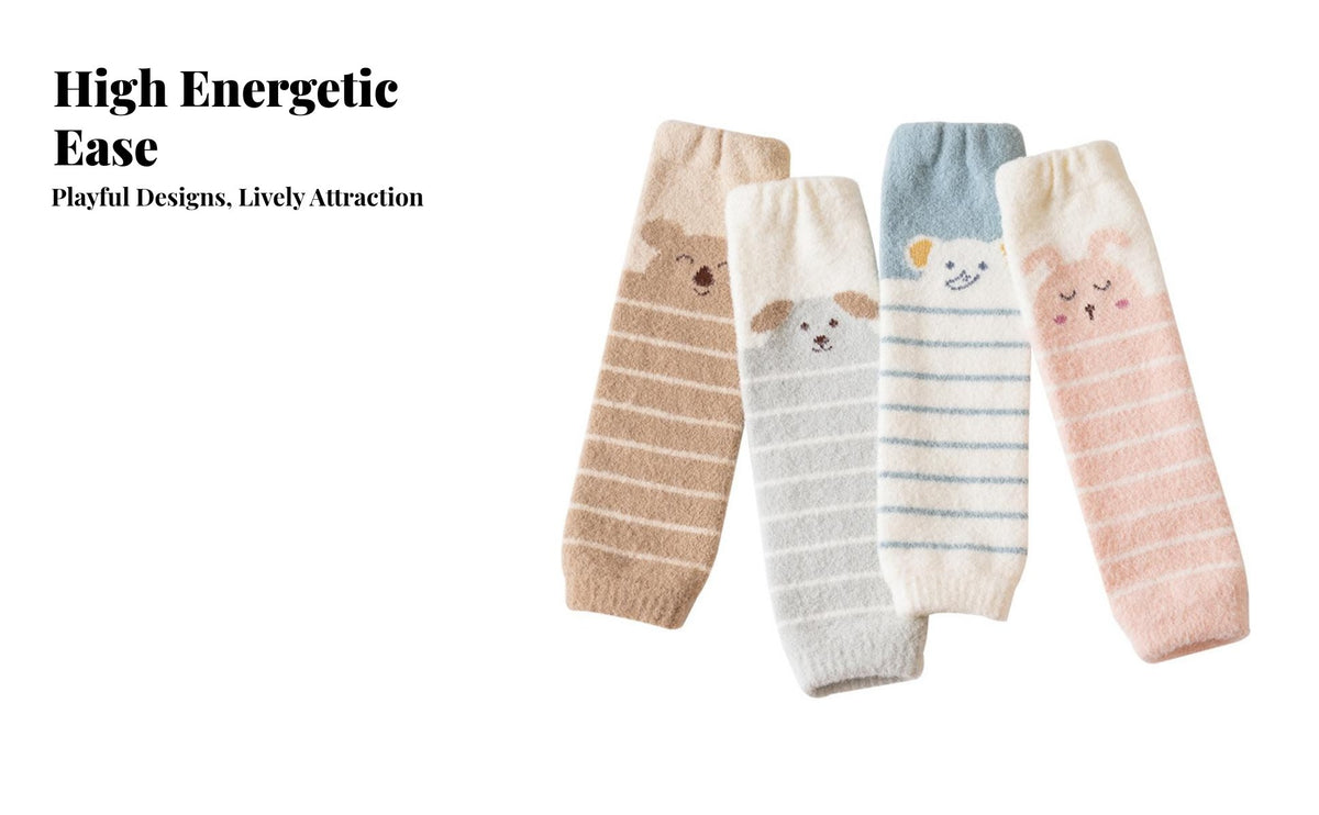 Crawling Knee Pads Thick and Warm Animal Pattern Knee High Socks Comfortable Snug Fit Thermal Infant Socks for Infants, Hardwood Floors, Home