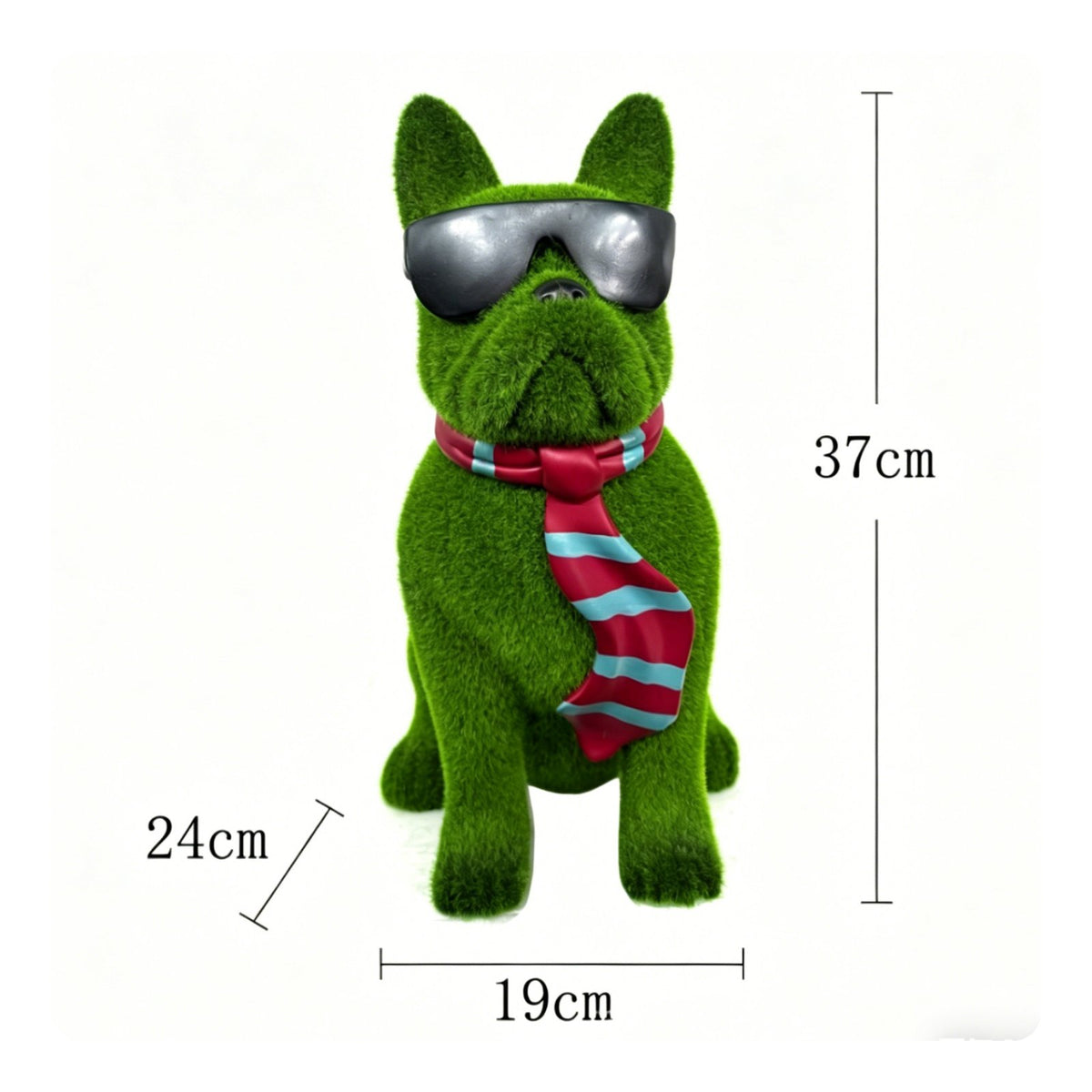 Flocked Dog Statue Scarf Bulldog Resin Statue Colorful Design for Entryway