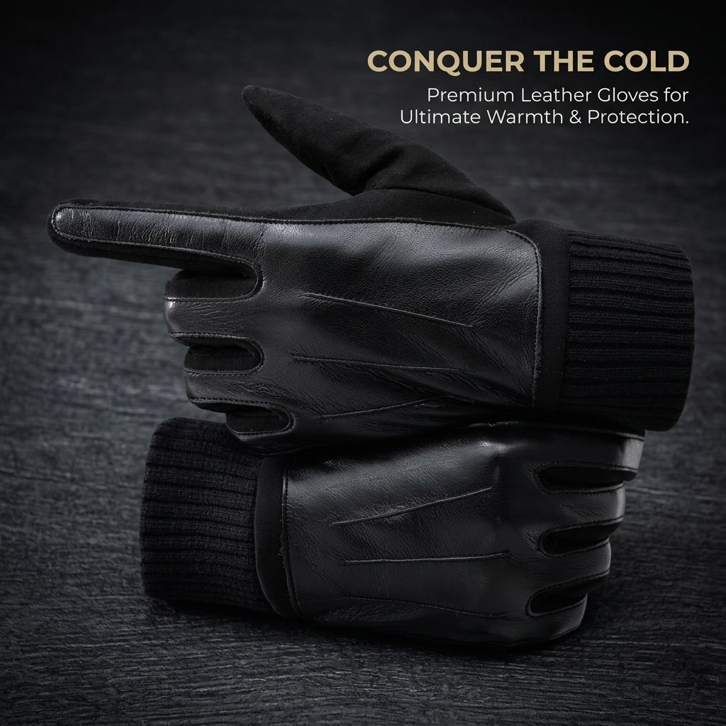 Leather Gloves Weather Outdoor Driving, Touch Screen Mens Leather Gloves, Warm Winter Gloves for Men, Motorcycle Riding Gloves, Black Large (12)