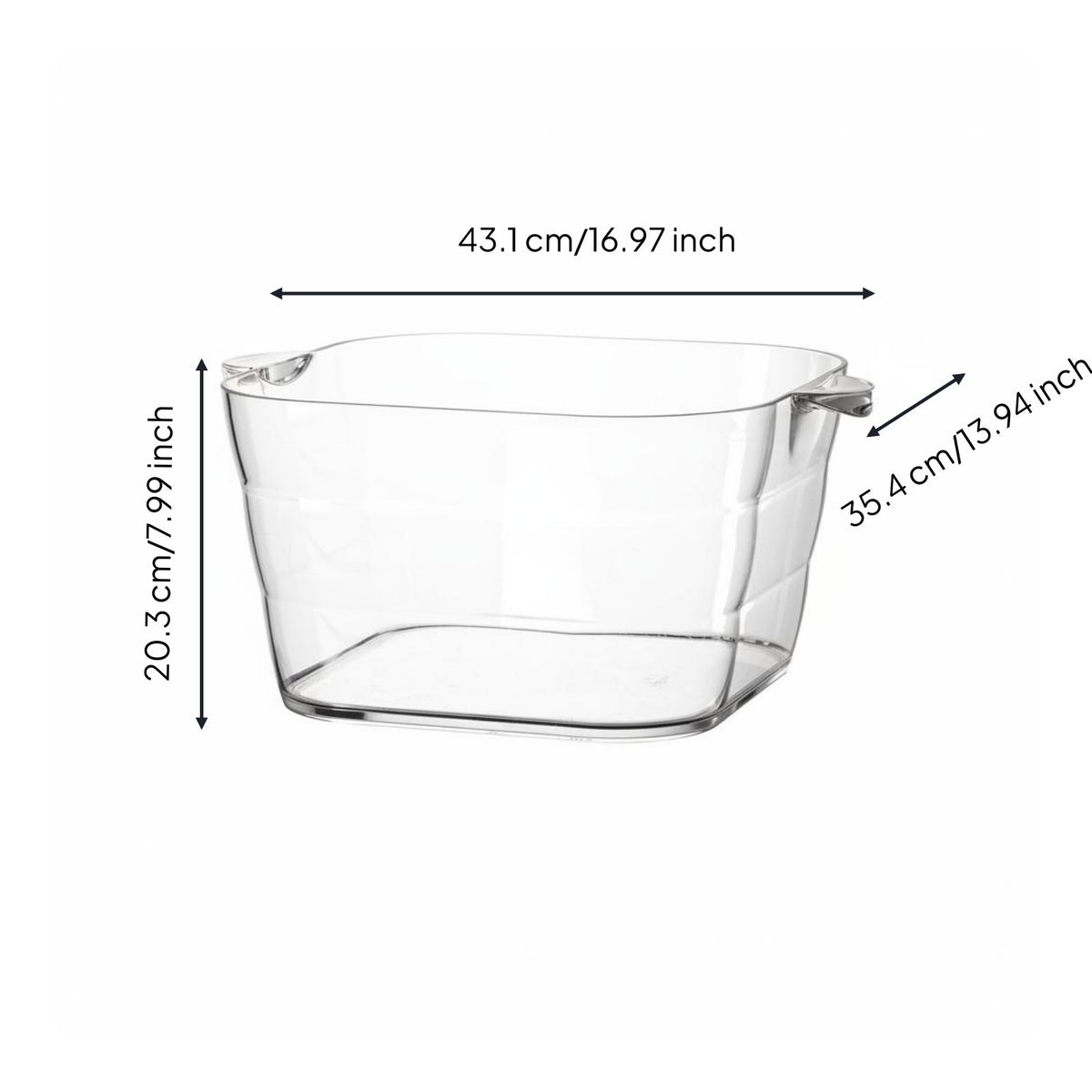 Large Ice Tub Thickened Clear Plastic Ice Container Food Grade PC for Party