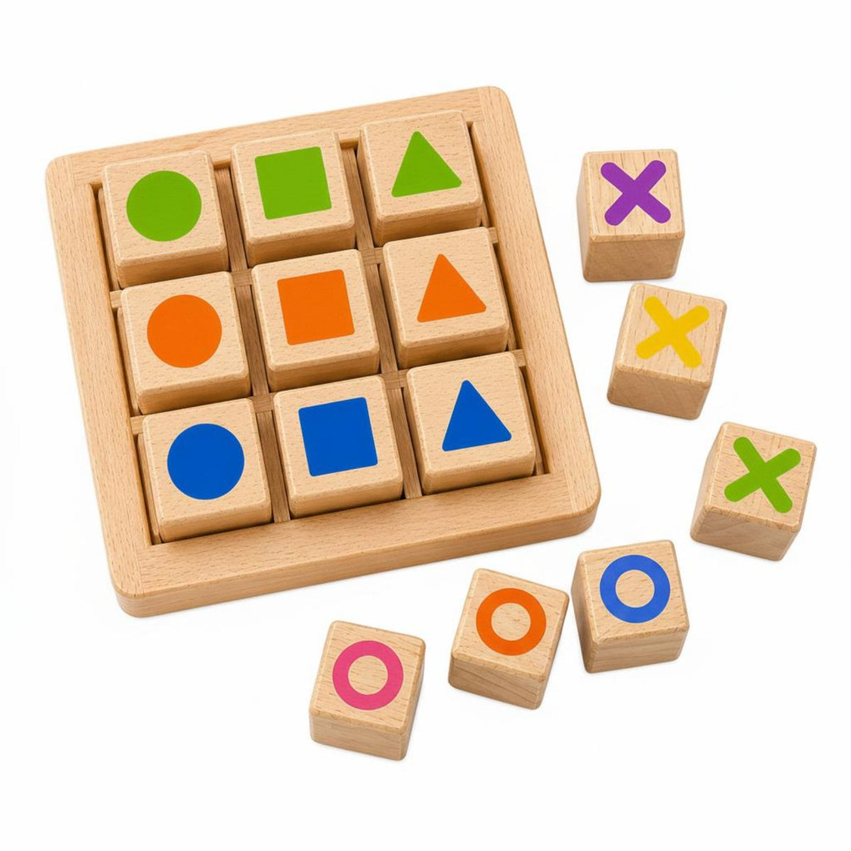 Problem Solving XO Board Game Color Recognition Double-Sided Learning Board Parent-Child Interaction 9-Grid Block Activity Hand-Eye Coordination for Children, Preschoolers, Toddlers, Home, Playroom, Classroom