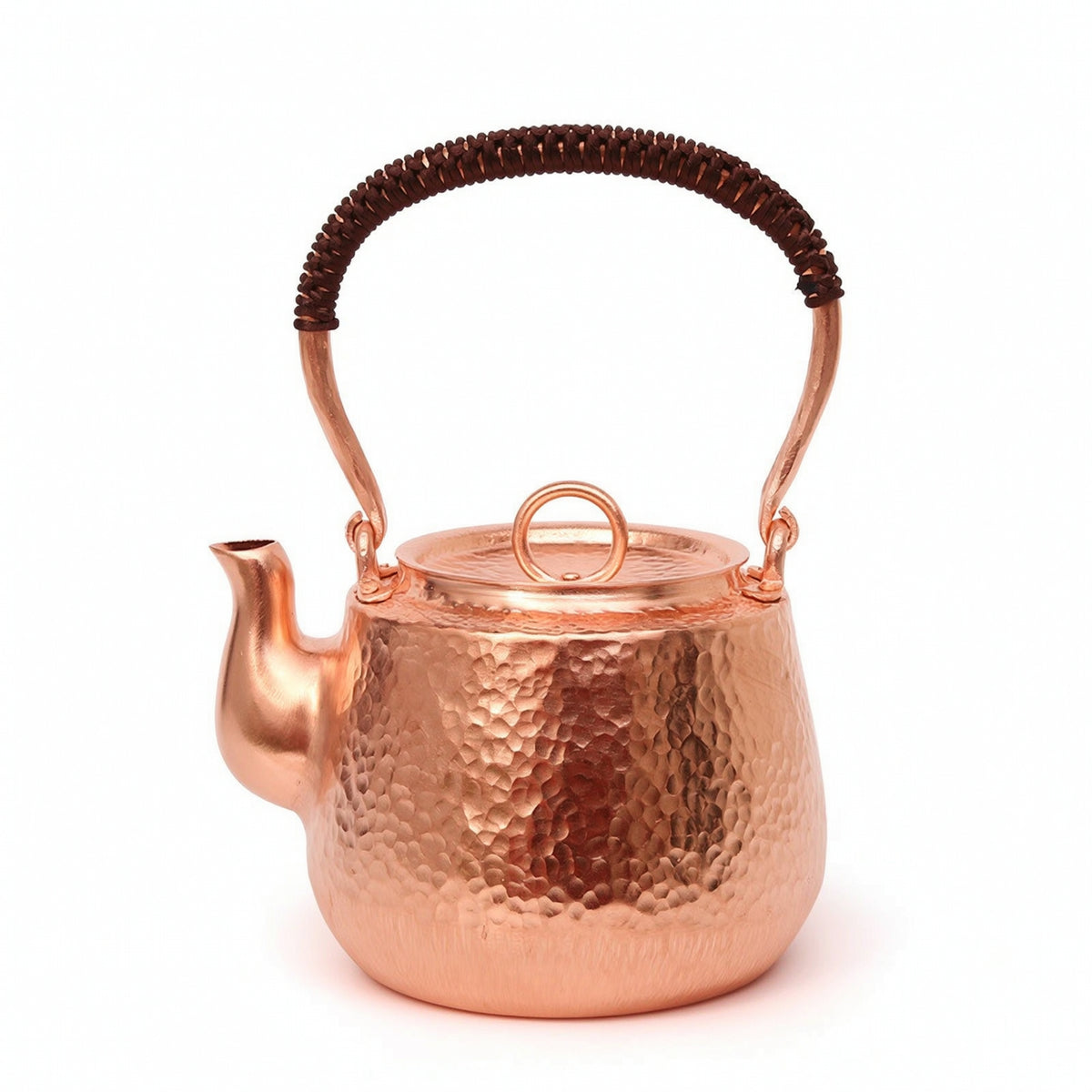 Hammered Copper Tea Kettle Compact Hammered Kettle Traditional Vessel for Collectors