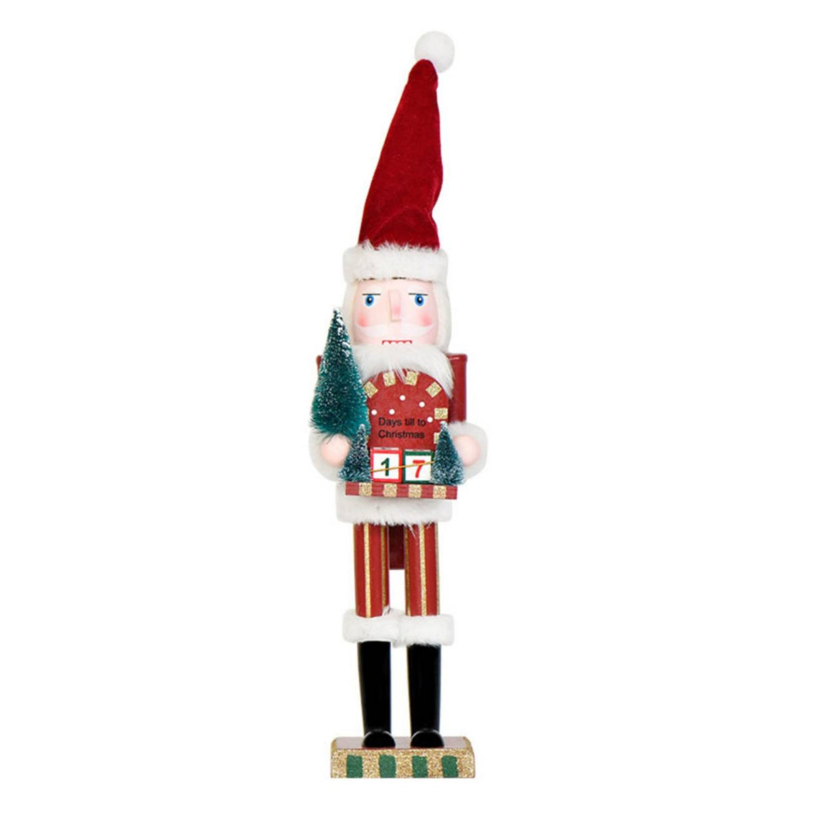 Nutcracker Days Until Christmas Calendar Freestanding Wooden Nutcracker Hand-Painted Calendar Ornament for Mantel