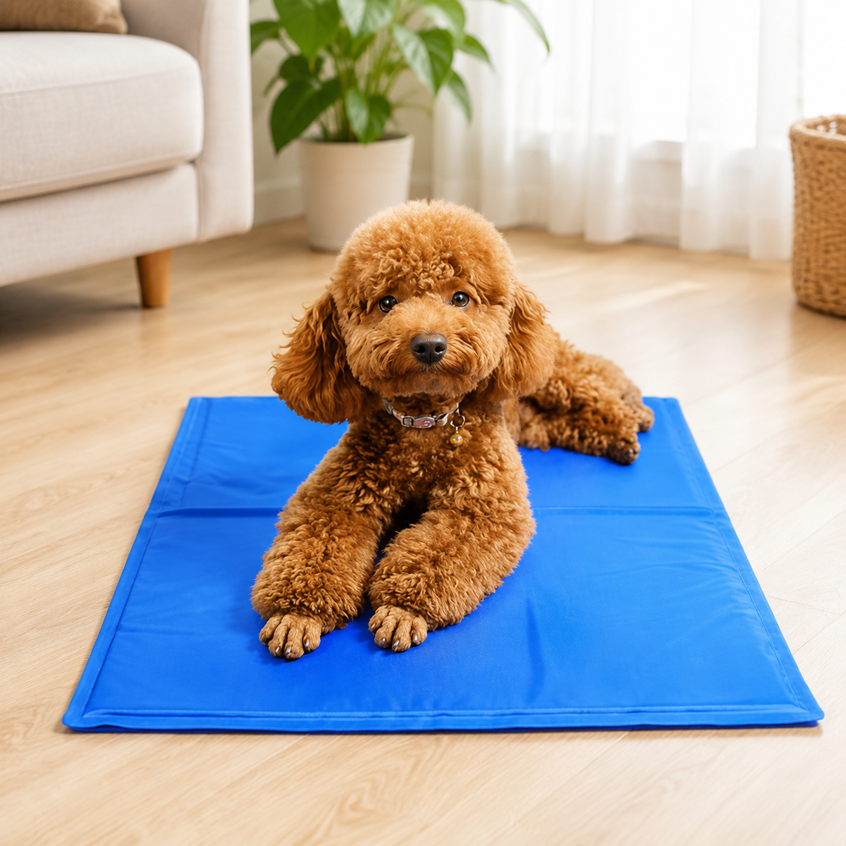 Self-Cooling Dog Mat for Hot Weather, Gel Pet Cooling Mat, Foldable & Portable Blue Dog Cool Mat, Washable