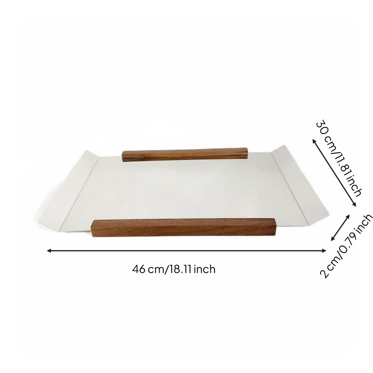 Walnut Wood Tray Stainless Steel Mirror Tray Metal Handles for Living Room
