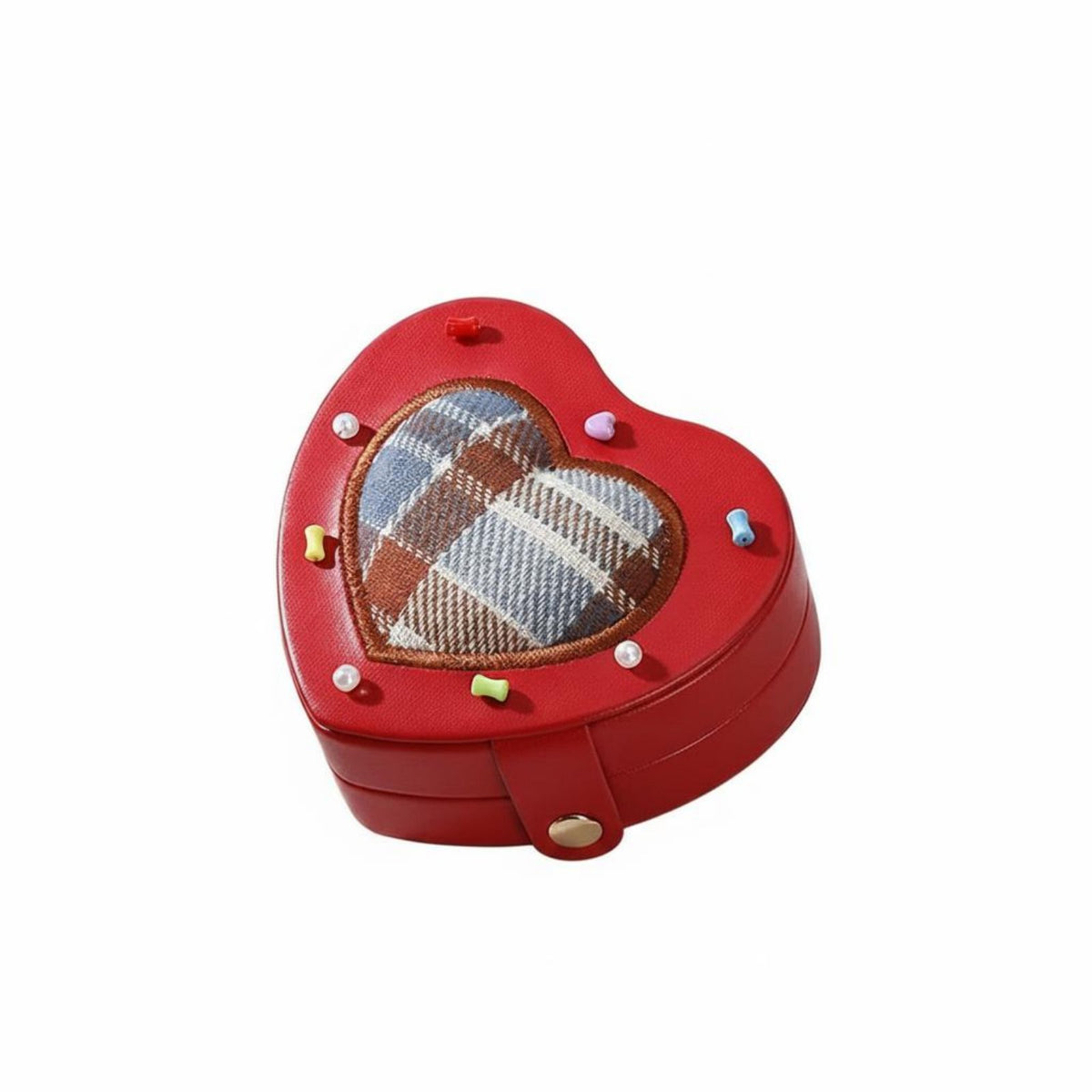Heart Shaped Jewelry Box Multi-Functional Mini Portable Jewelry Case PU Leather Band and Earring Organizer for Women, Girls, Dressing Table