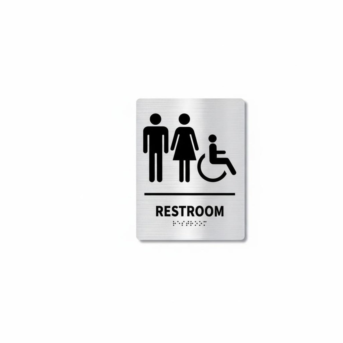 Stainless Steel Restroom Sign Self Braille Restroom Sign Printed