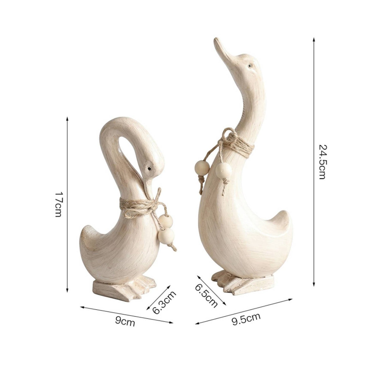 2 Pieces Duck Couple Figurine Set Distressed Finish House Decoration Artisanal