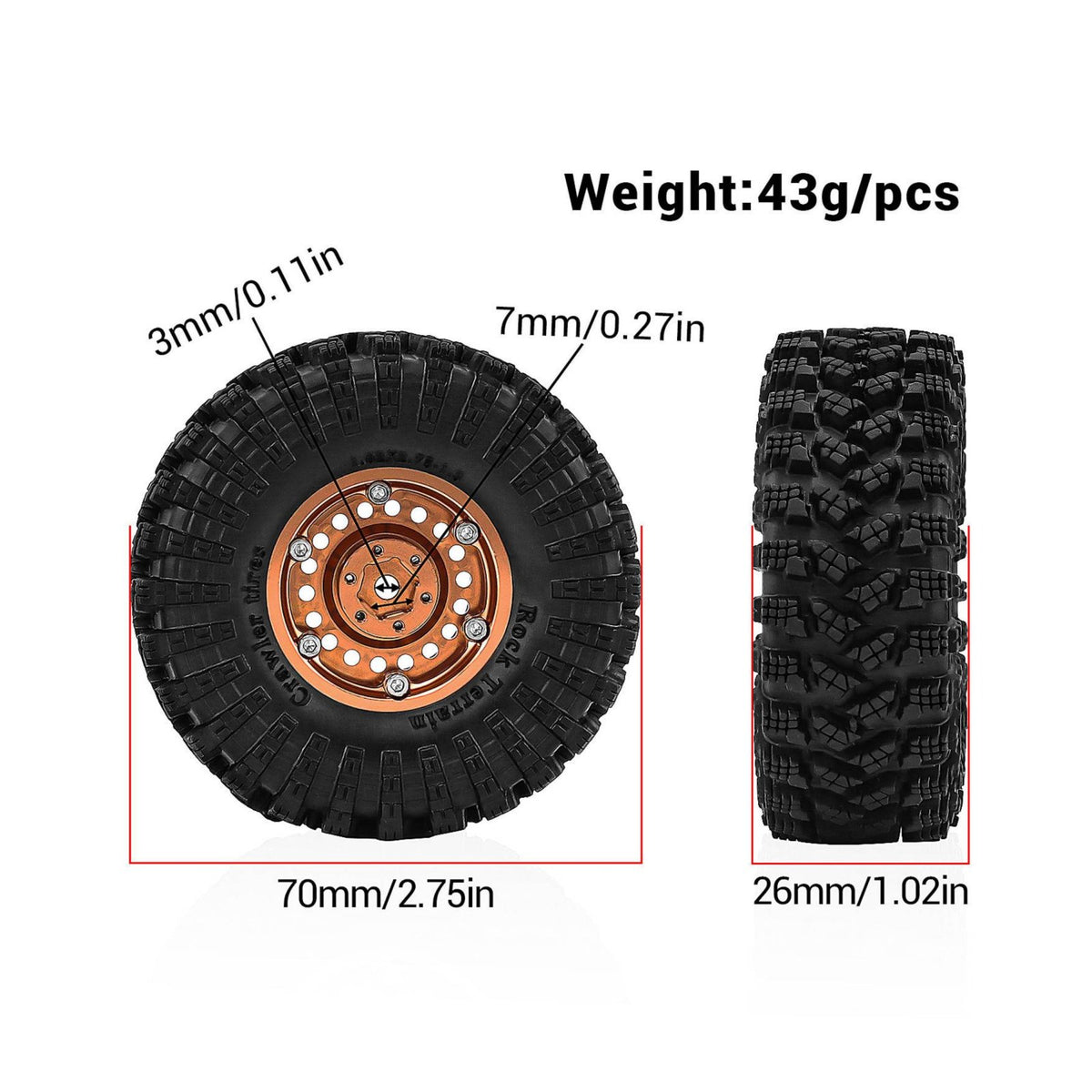 4 Pieces 1.3 Inch Beadlock Wheels Multi-Surface RC Crawler Wheel Set High