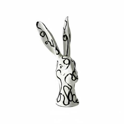 Ceramic Hare Figurine Glazed Finish Hare Head Statue Wear-Resistant Ornamental Figure for Tabletop Display