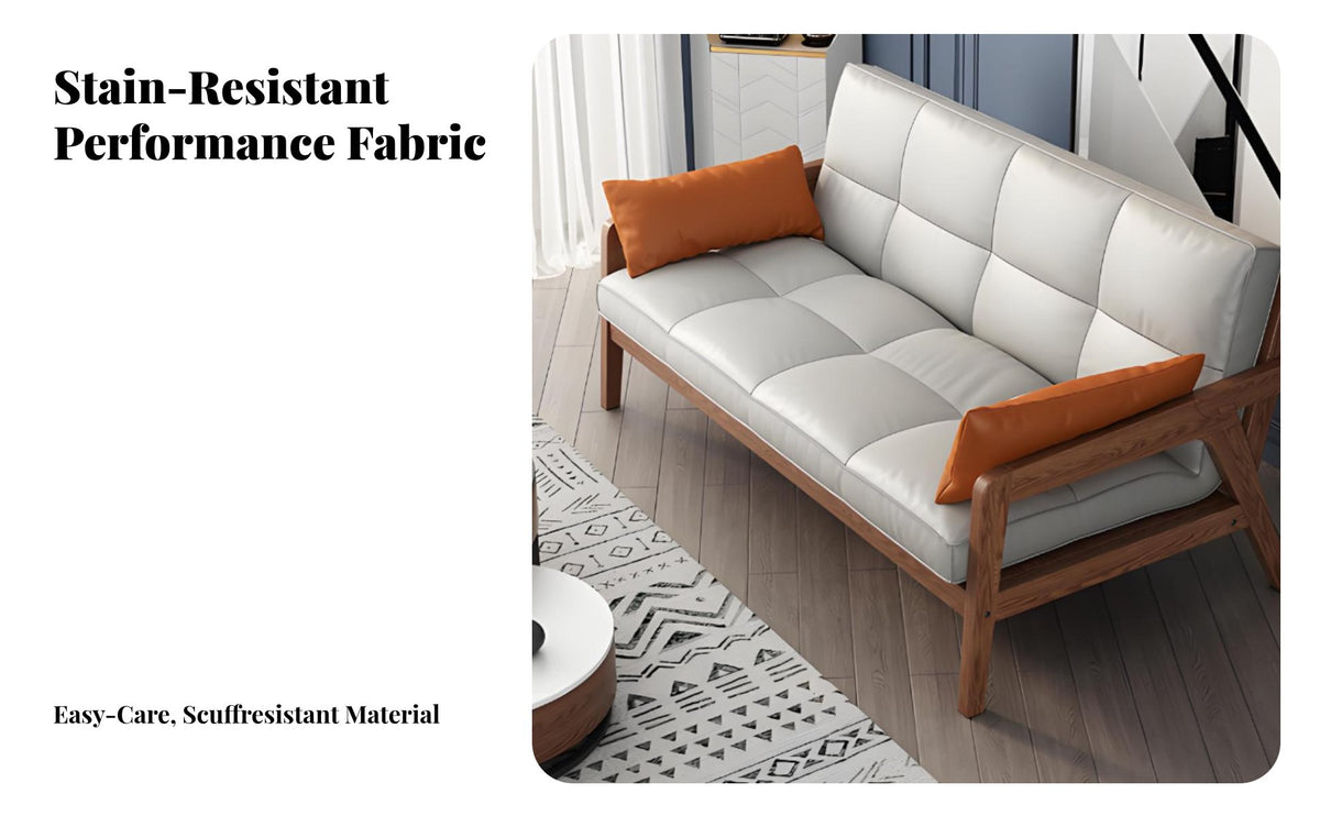 Nordic Design Pull-extendable Double Sofabed Multi-Functional Sleeper Sofa Space-Saving Design transdesignable Couch Easy-to-Clean textile for Small Apartment Dwellers, Guest Hosts, homeowners, Office