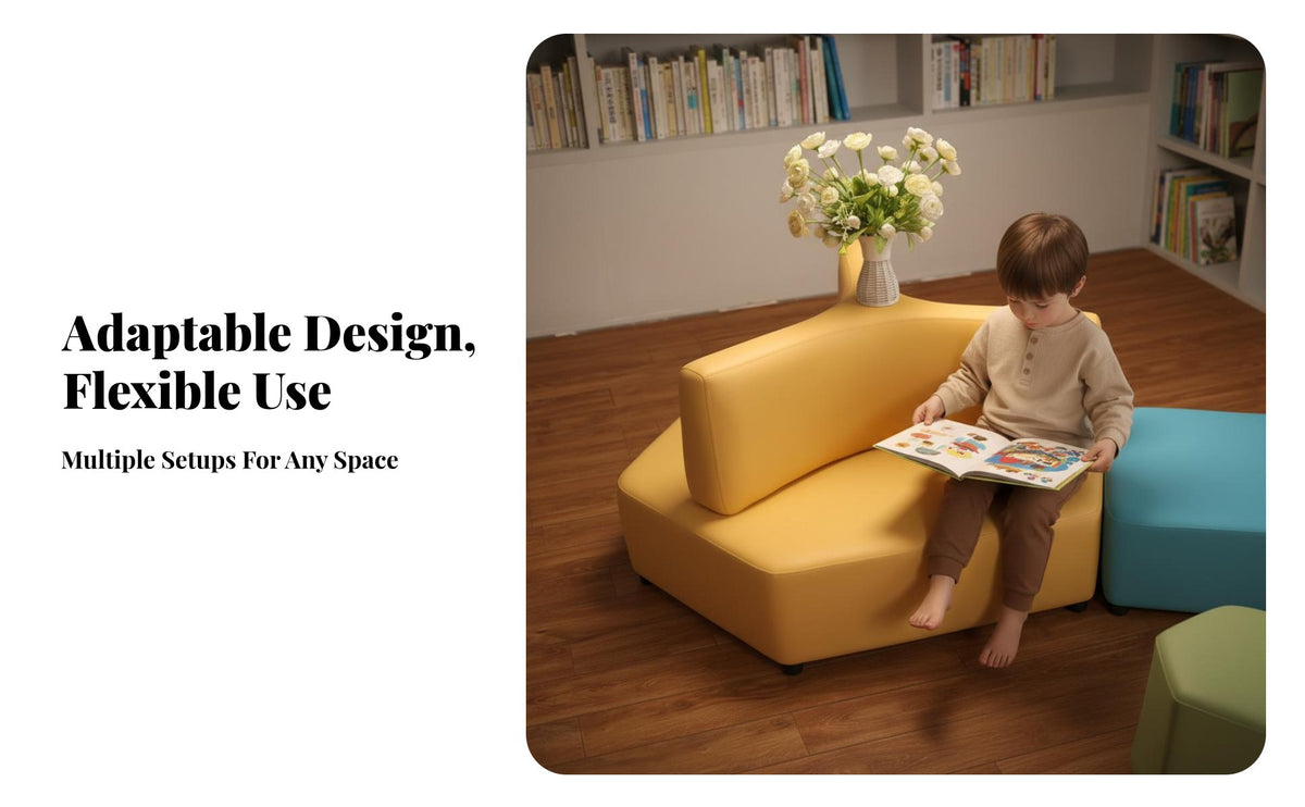 5 Pieces Child-Sized interconnectable interlocking Chair and Table Set Easy to Clean children's Furniture Rounded Corners interlocking Seating Sturdy & Safe for Preschoolers, Daycare Providers, Kindergarten, Library, Living Room, Classroom