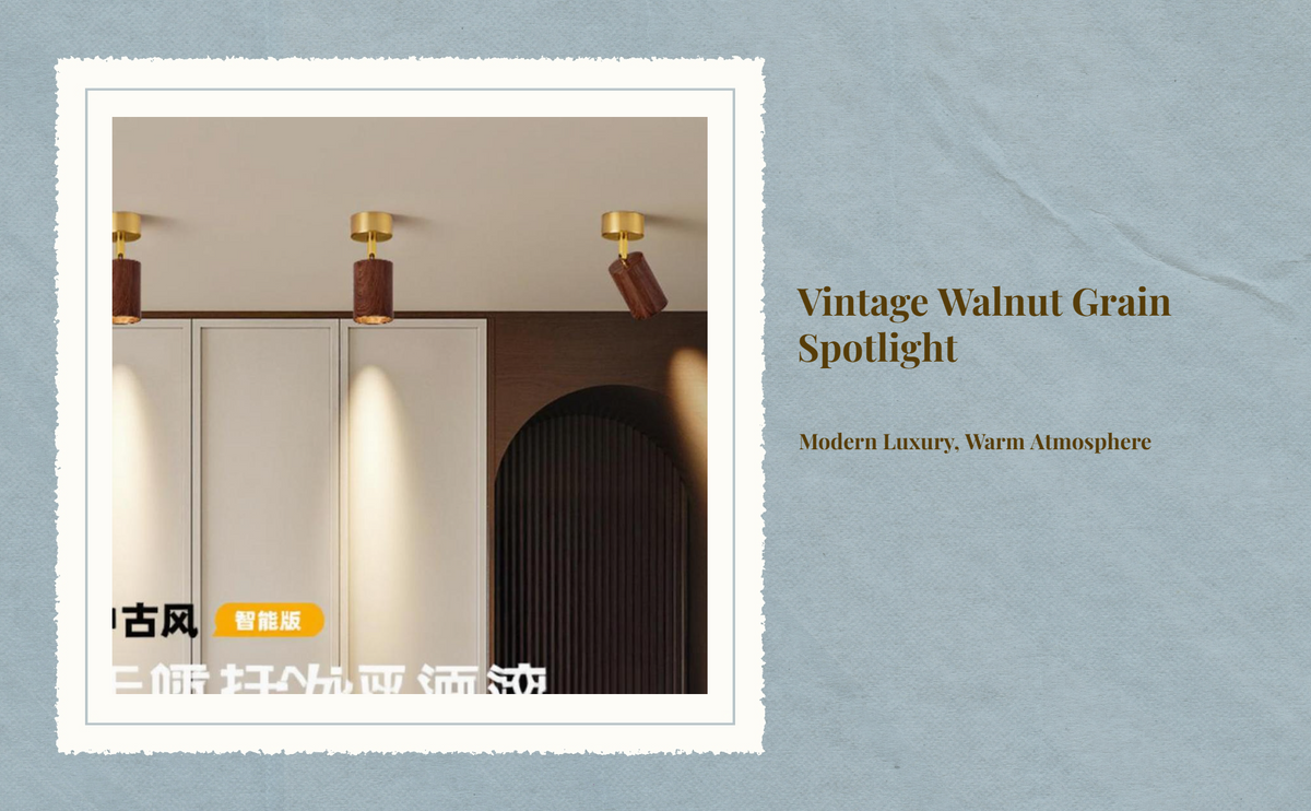 Adjustable Walnut Ceiling Light, Rotatable LED Flush Mount