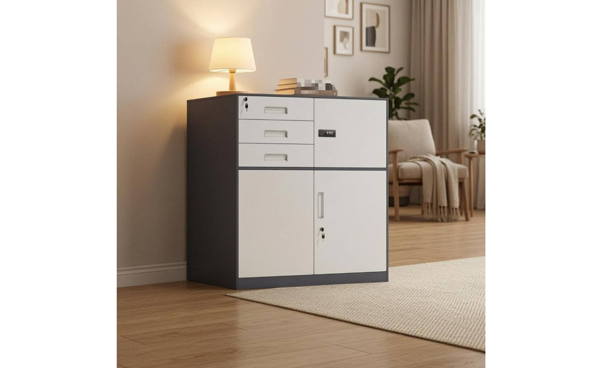 Locking File Cabinet Combination Lock Steel File Cabinet Three Drawers