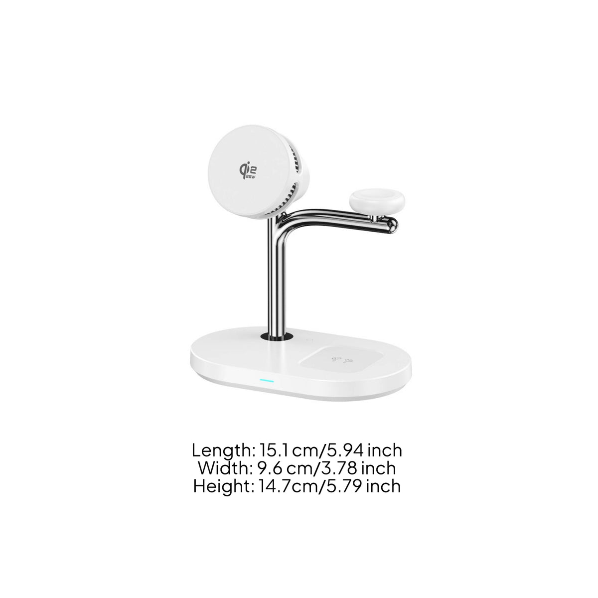 25W 3-in-1 Charging Stand Cool 3-in-1 Charging Station Compatible Qi2 Wireless Charger Easy Alignment for Desk